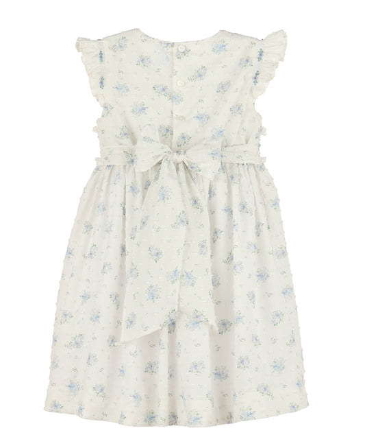 Swiss Floral Flutter Dress,  Blue