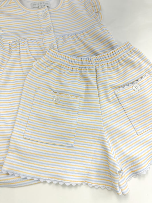 Stripe Short Set - Baby Blue & Butter Stripe