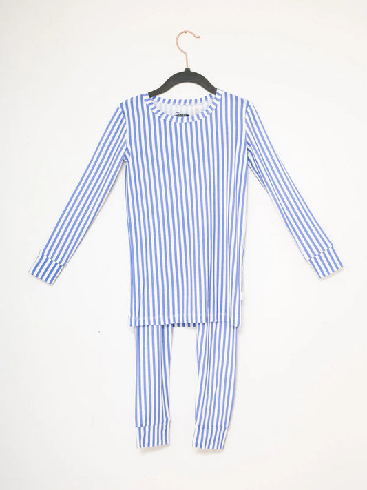 Pajama Set 2 Piece - Mini Stripe French Blue