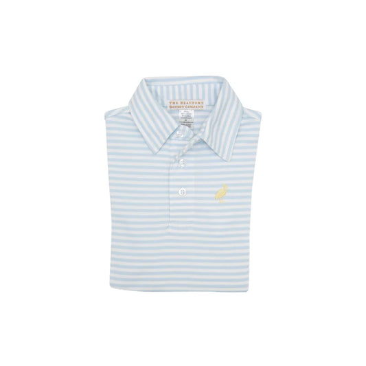 Prim and Proper Polo SS-Pima Buckhead Blue Stripe/Seaside Sunny Yellow