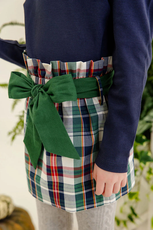 Beasley Bow Skirt - Field Park Plaid/Grier Green