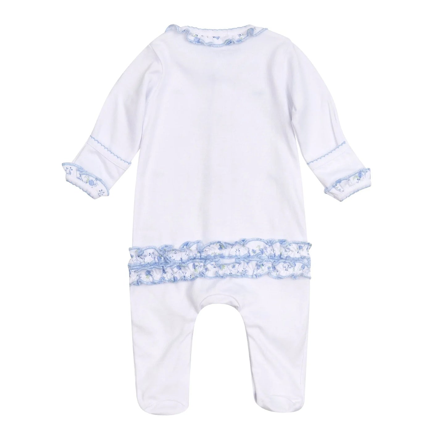 Skylar's Classics Sky Blue Scattered Ruffle Footie