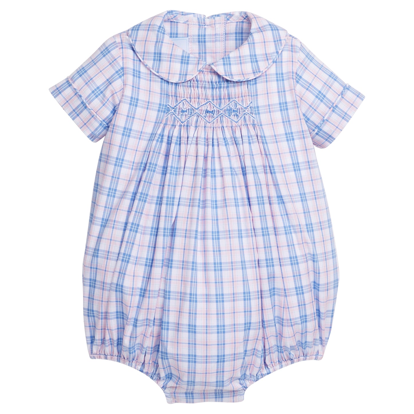 Albany Plaid Smocked Boy Bubble