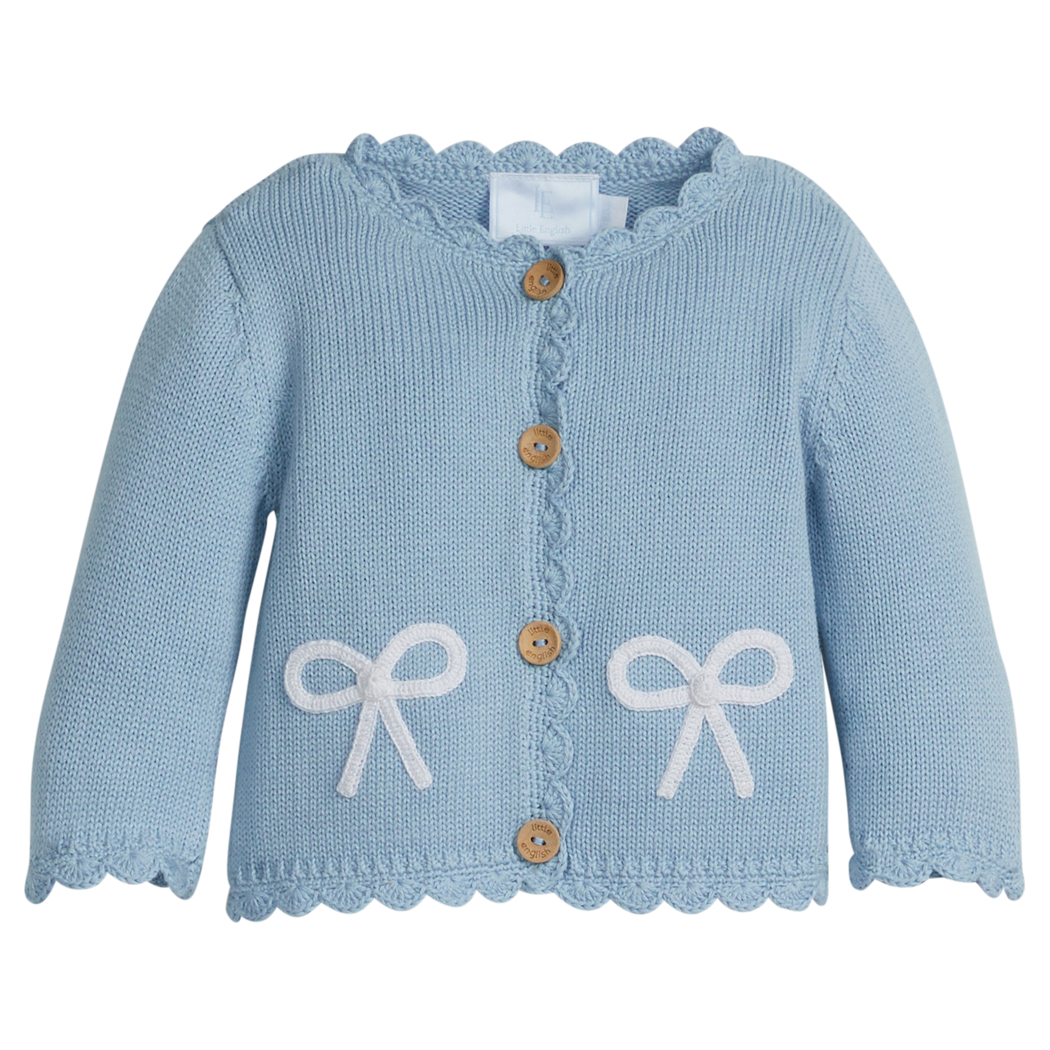 Crochet Cardigan - Blue Bow