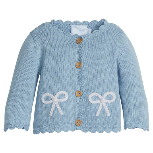 Crochet Cardigan - Blue Bow