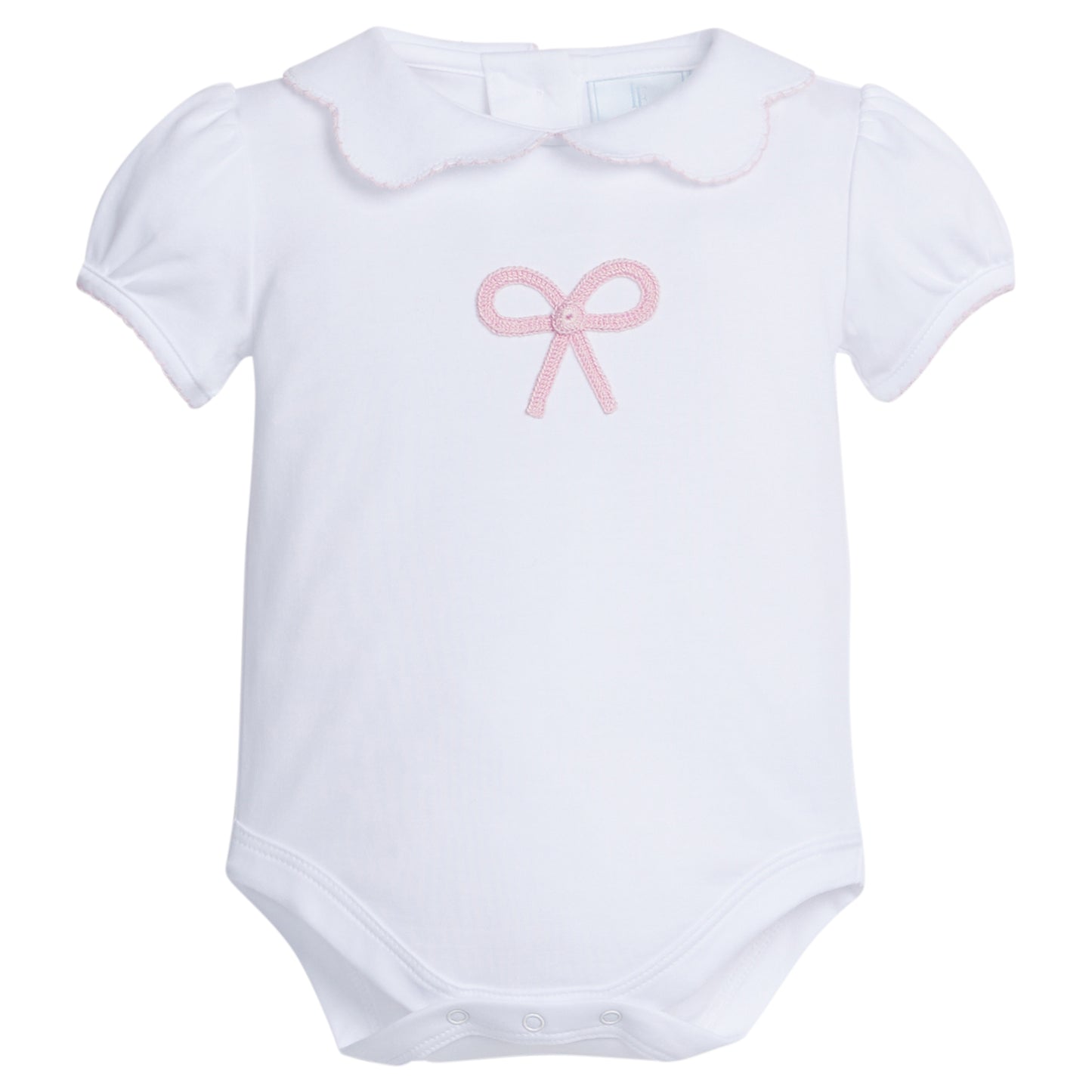 Crochet Peter Pan Onesie - Pink Bow