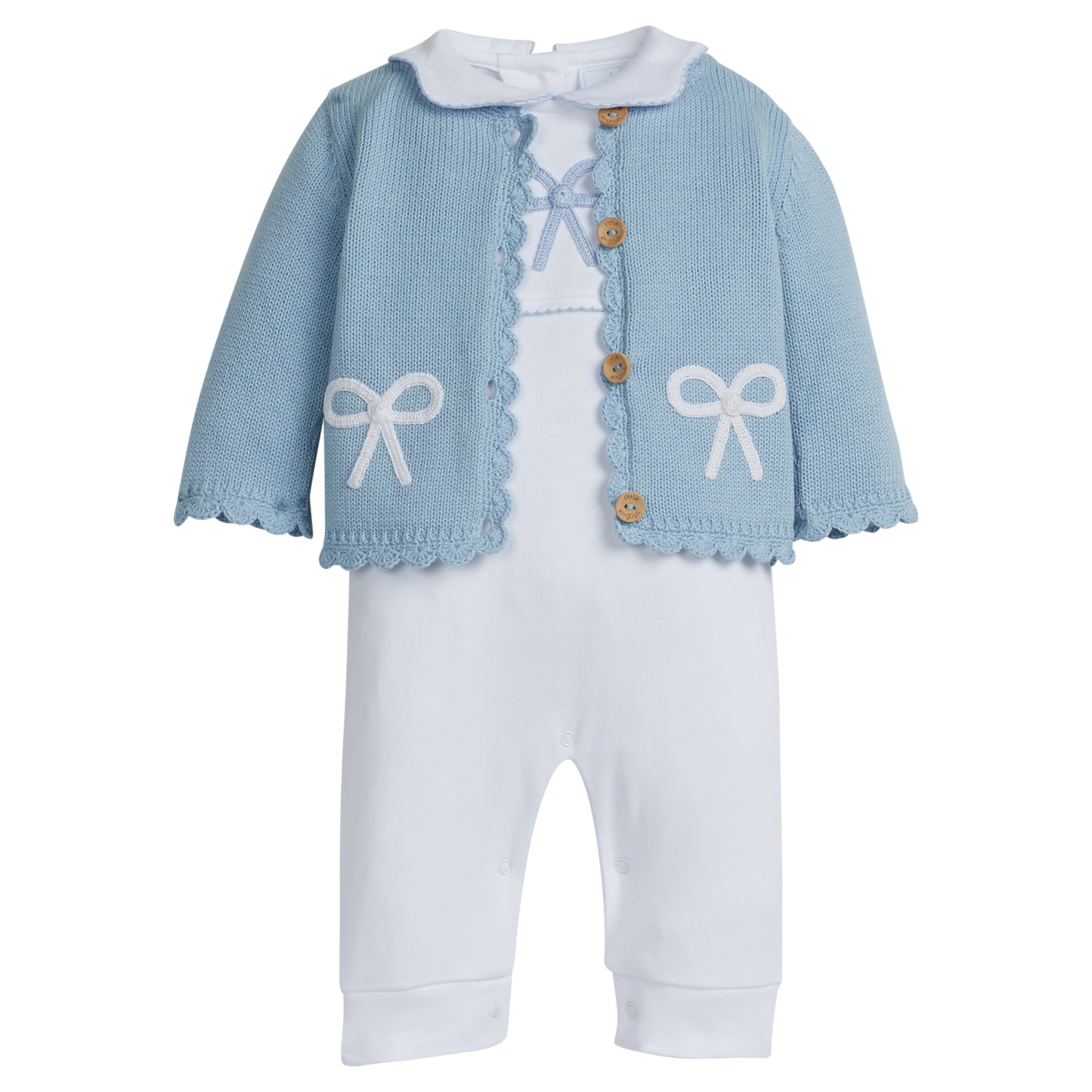 Crochet Cardigan - Blue Bow