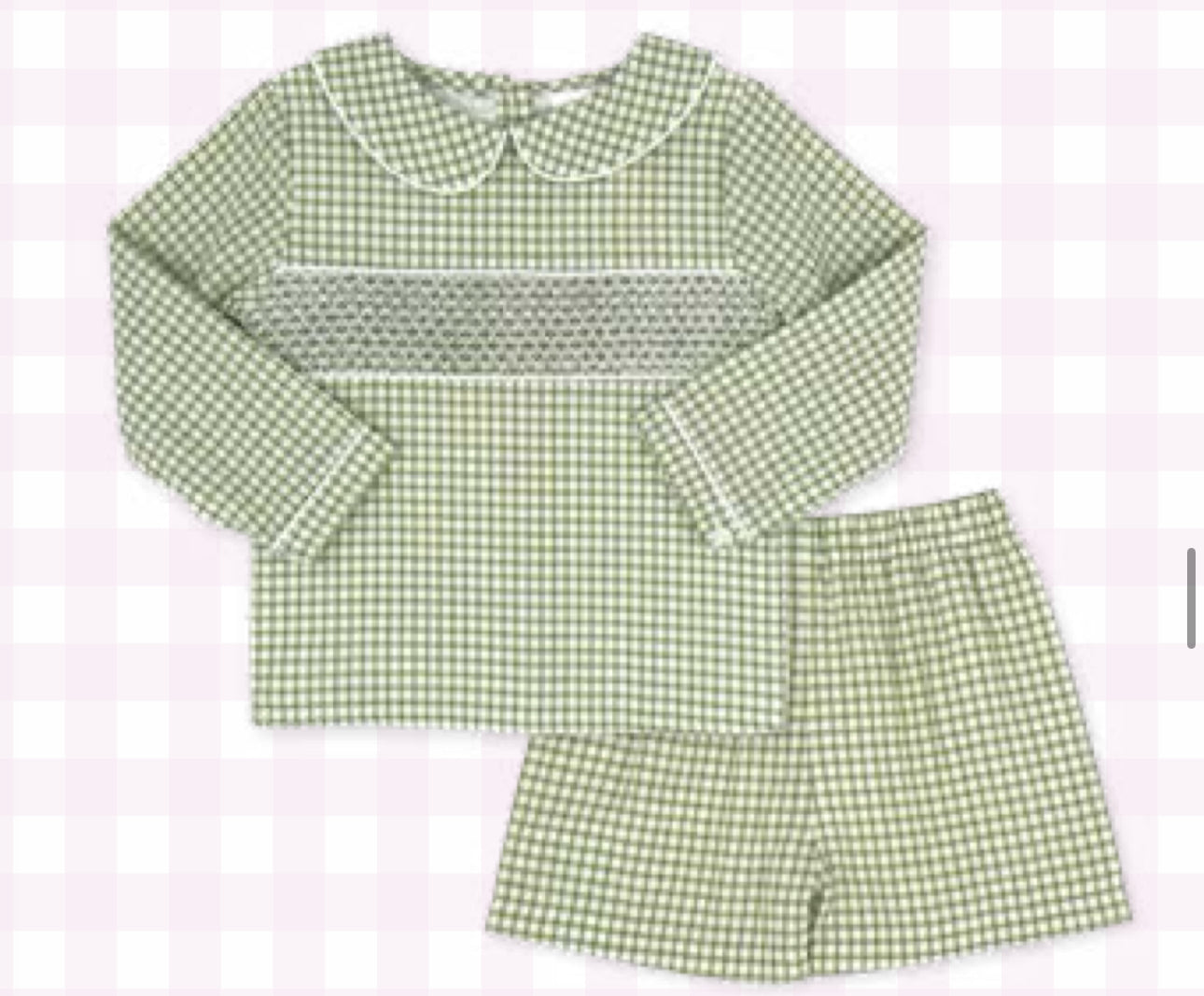 Liam Short Set Long Sleeve - Grove Park Green Windowpane