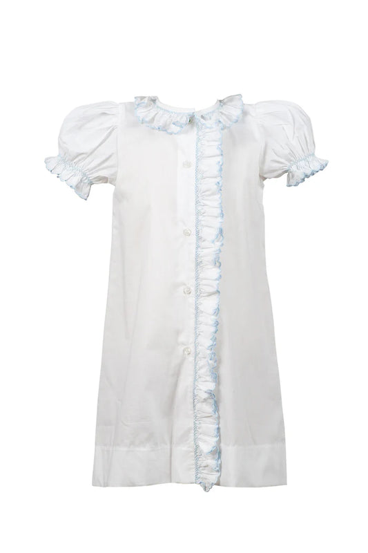 Evelyn Smocked Gown-Blue