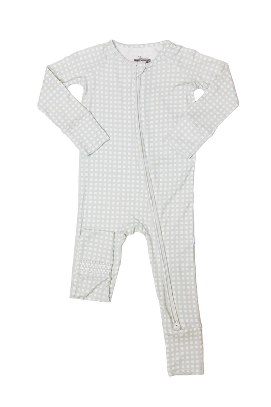 Sleep Romper-Mint Gingham