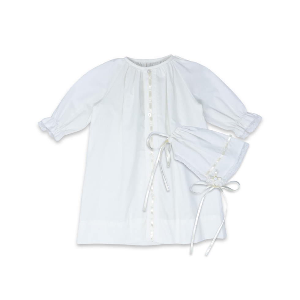 Blessings White Ecru Daygown/Bonnet