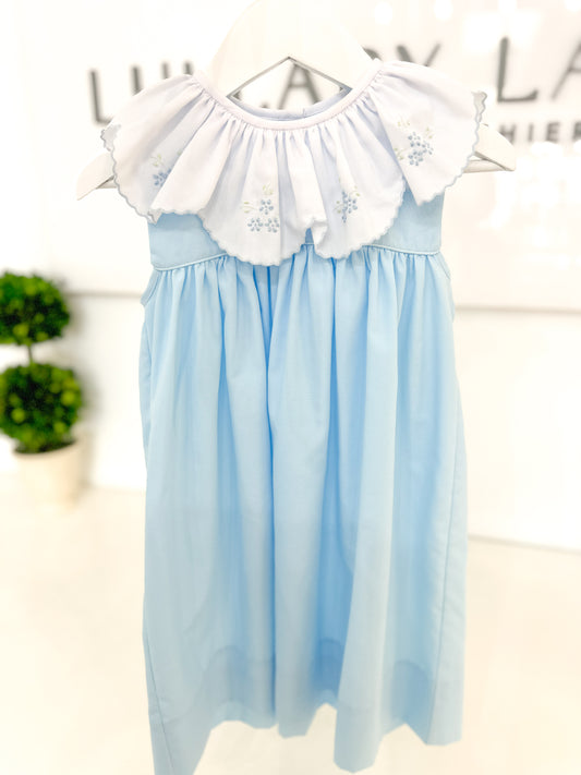 Blue Scalloped Collar Dress