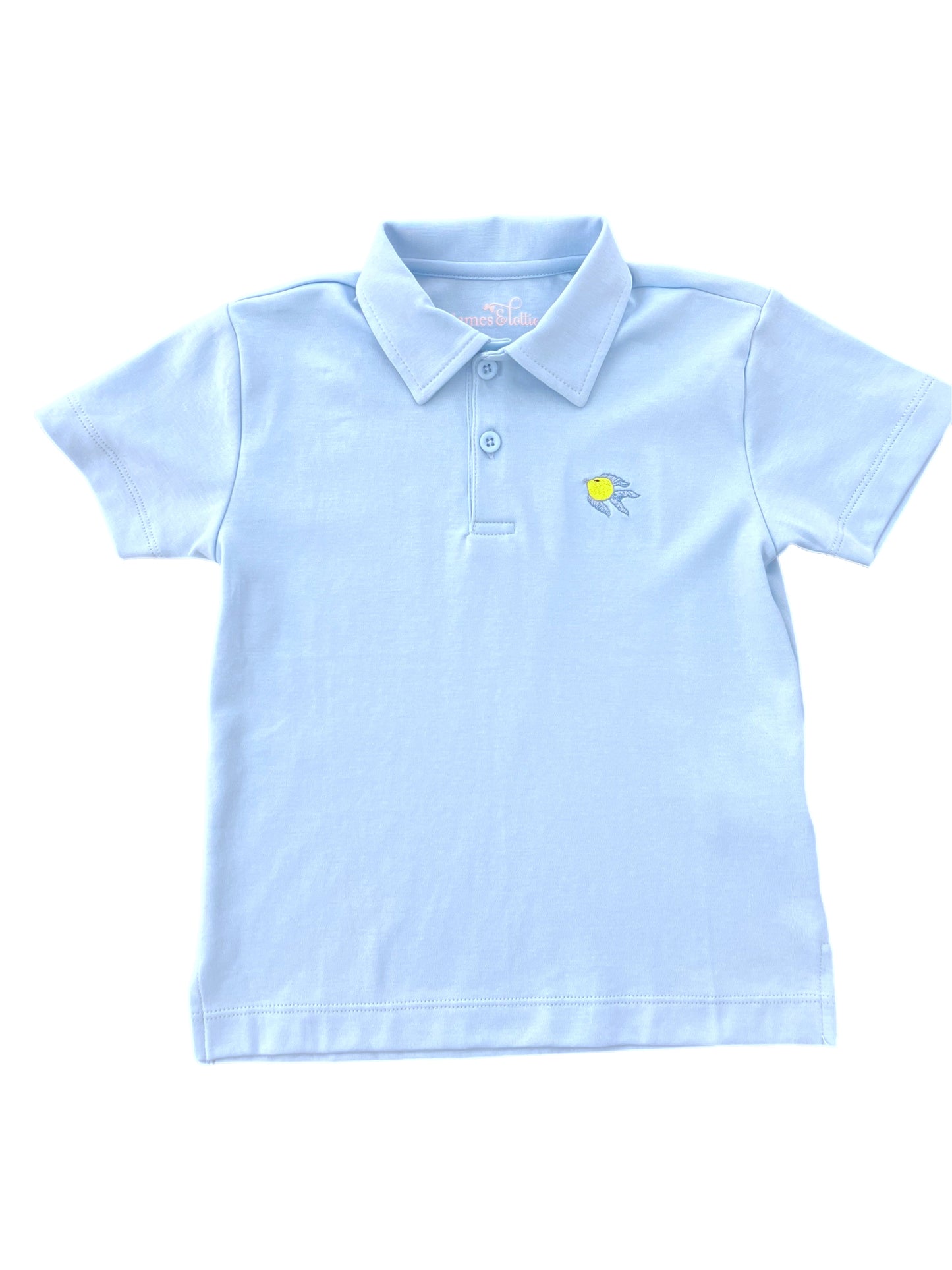 Light Blue Polo with Fish Embroidery