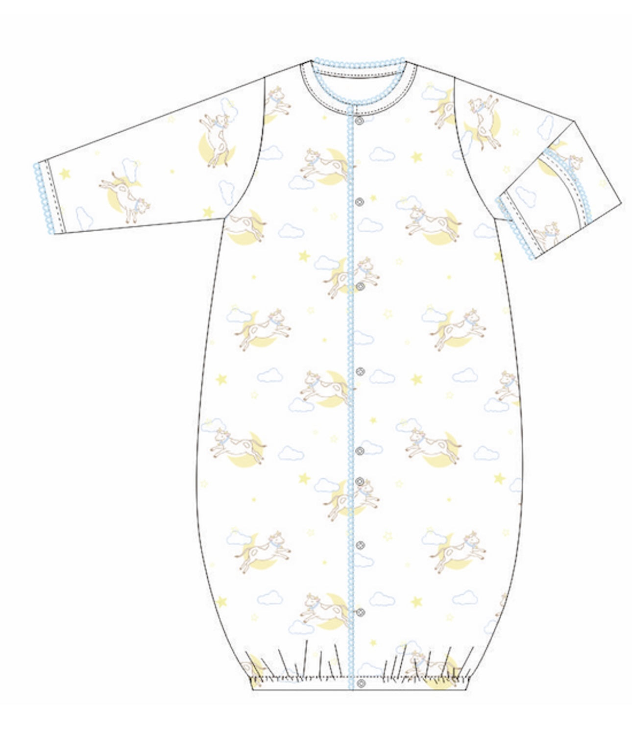 Printed Converter Gown - Blue Cow Jumping Over the Moon
