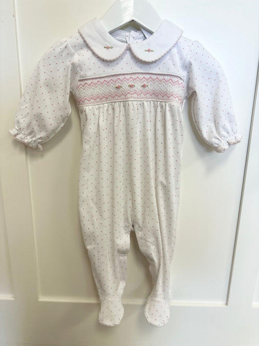 Rosebuds Dots Smocked Footie