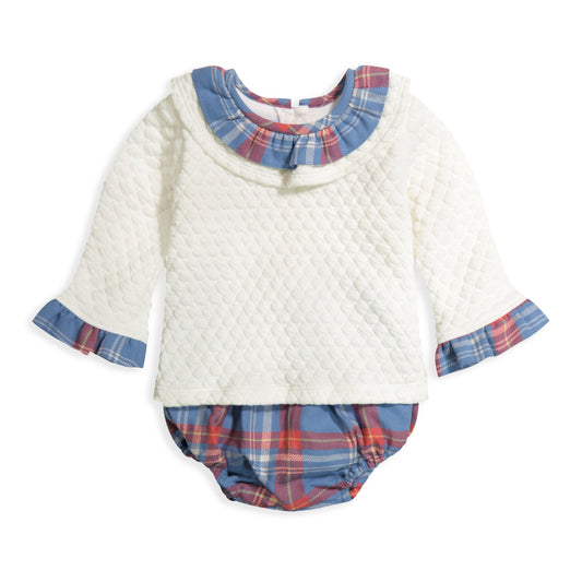 Georgina Bloomer Set-Ivory/Peri Plaid