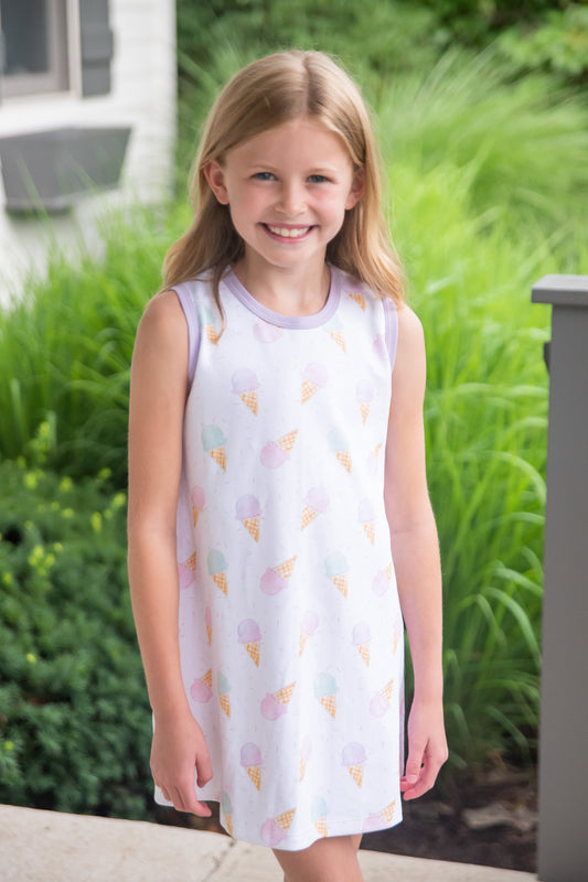 Madison Sleeveless Dress-Ice Cream