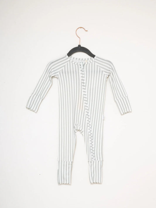 Sleep Romper - Mini Stripe Sage