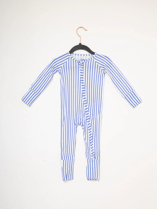 Sleep Romper - Mini Stripe French Blue