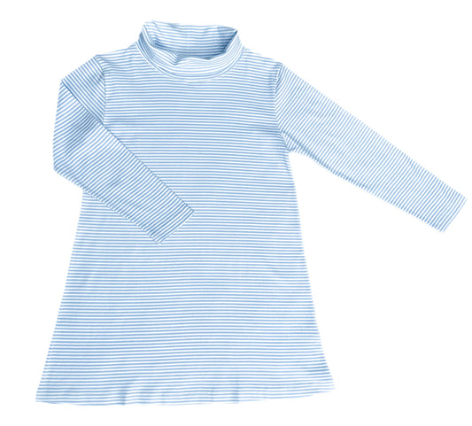 Lanier Turtleneck Dress - Light Blue Stripe