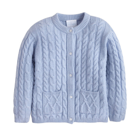 Classic Cashmere Blend Cardigan - Light Blue