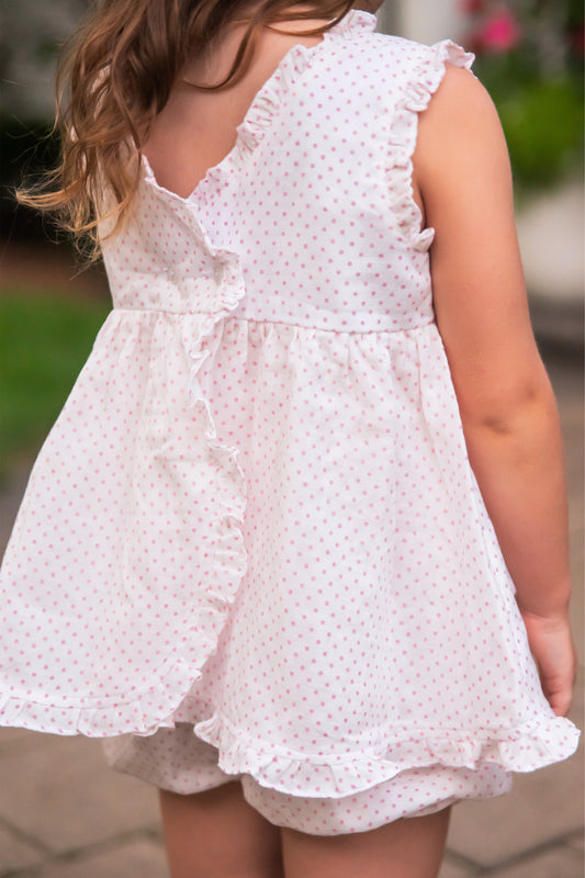 Slyvie Swing Back Bloomer Set-Pink Dot