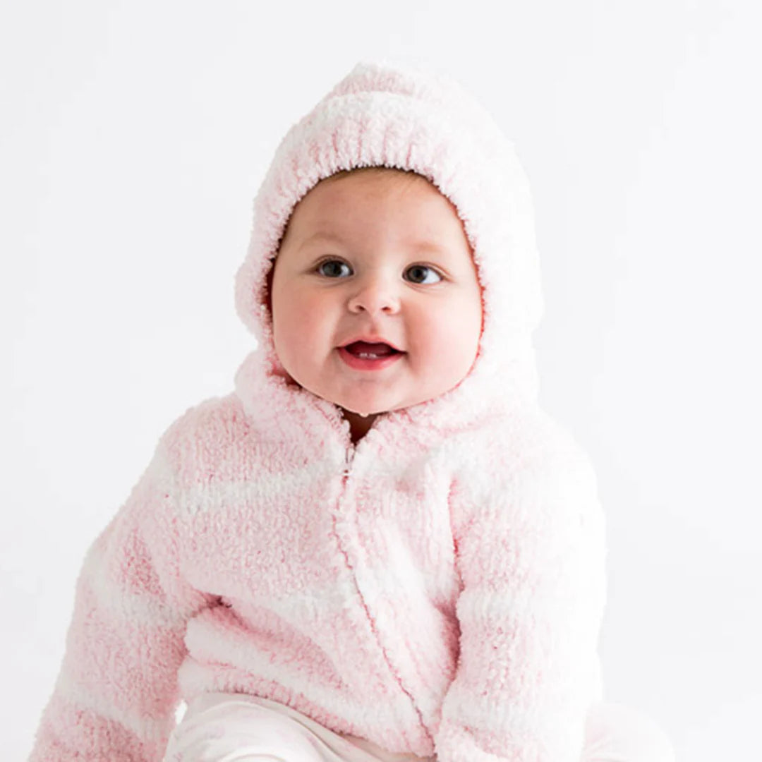 Chenille Hoodie Pink & Ivory