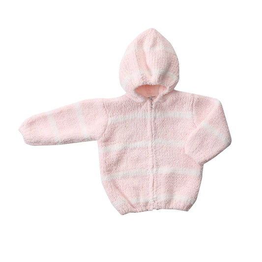 Chenille Hoodie Pink & Ivory