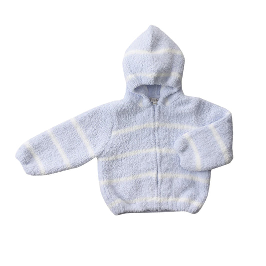 Chenille Hoodie- Blue/Ivory