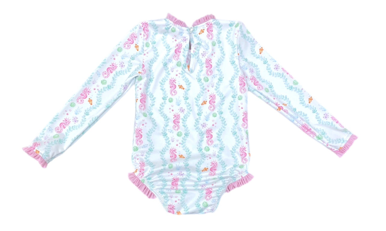 Leighton One Piece Rash Guard Swim-Seahorse