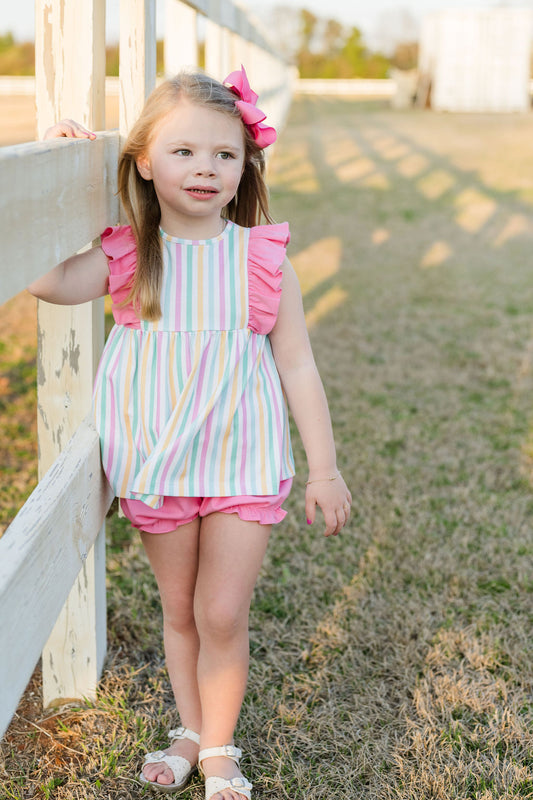 Lila Stripe Knit Bloomer Set