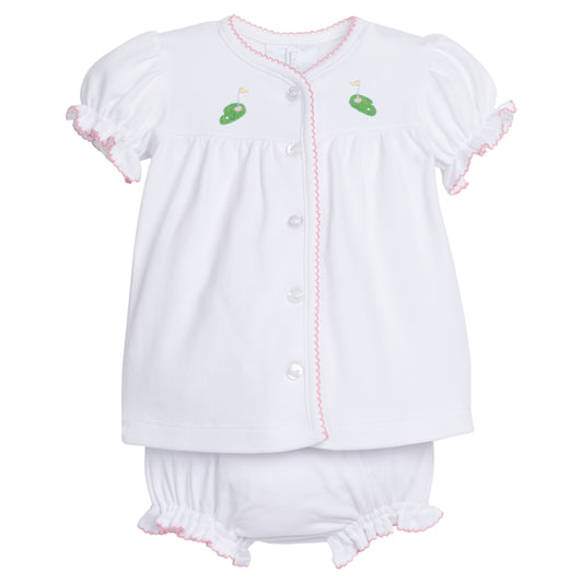 Pinpoint Layette Knit Set - Pink Golf