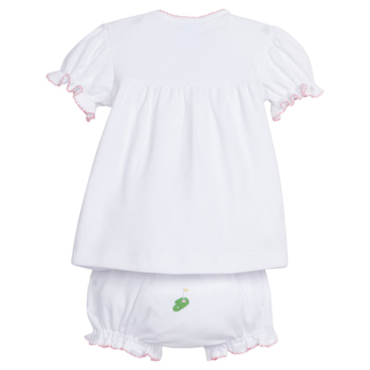 Pinpoint Layette Knit Set - Pink Golf