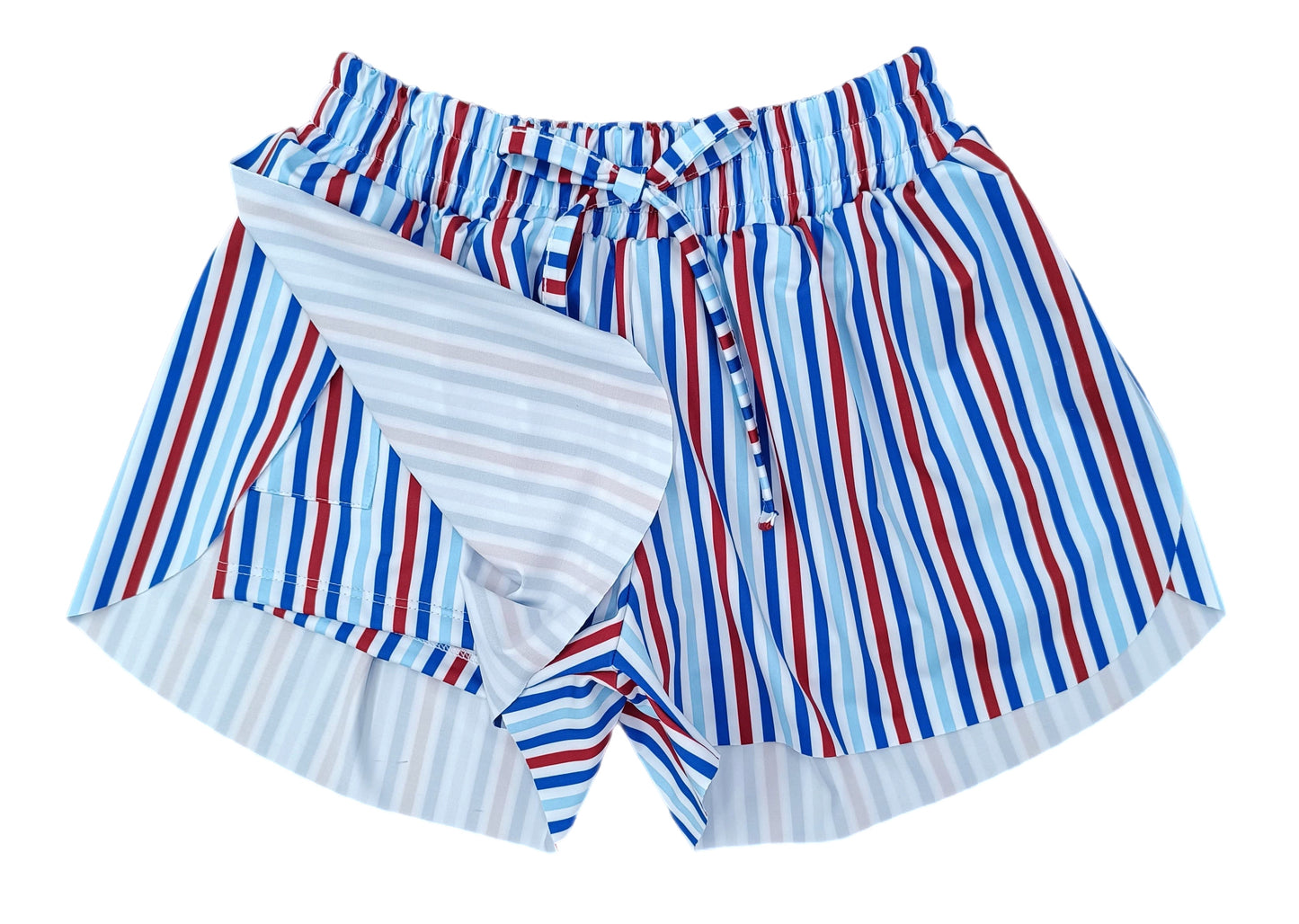 Butterfly Shorts-Red, White, Blue Stripes