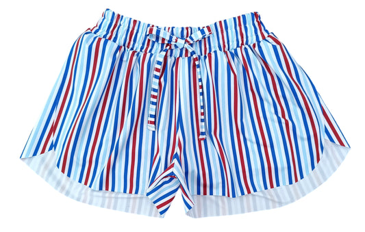 Butterfly Shorts-Red, White, Blue Stripes