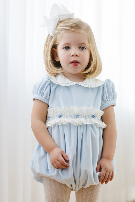 Pastel Blue Velvet Romper