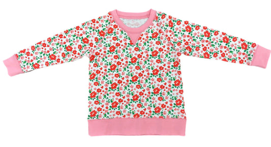 Sidney Sweatshirt-Pink and Red Floral Pima