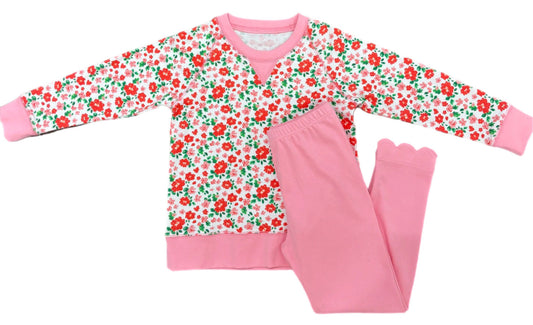 Sidney Sweatshirt-Pink and Red Floral Pima