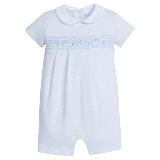 Smocked Ream Romper - Blue Geo