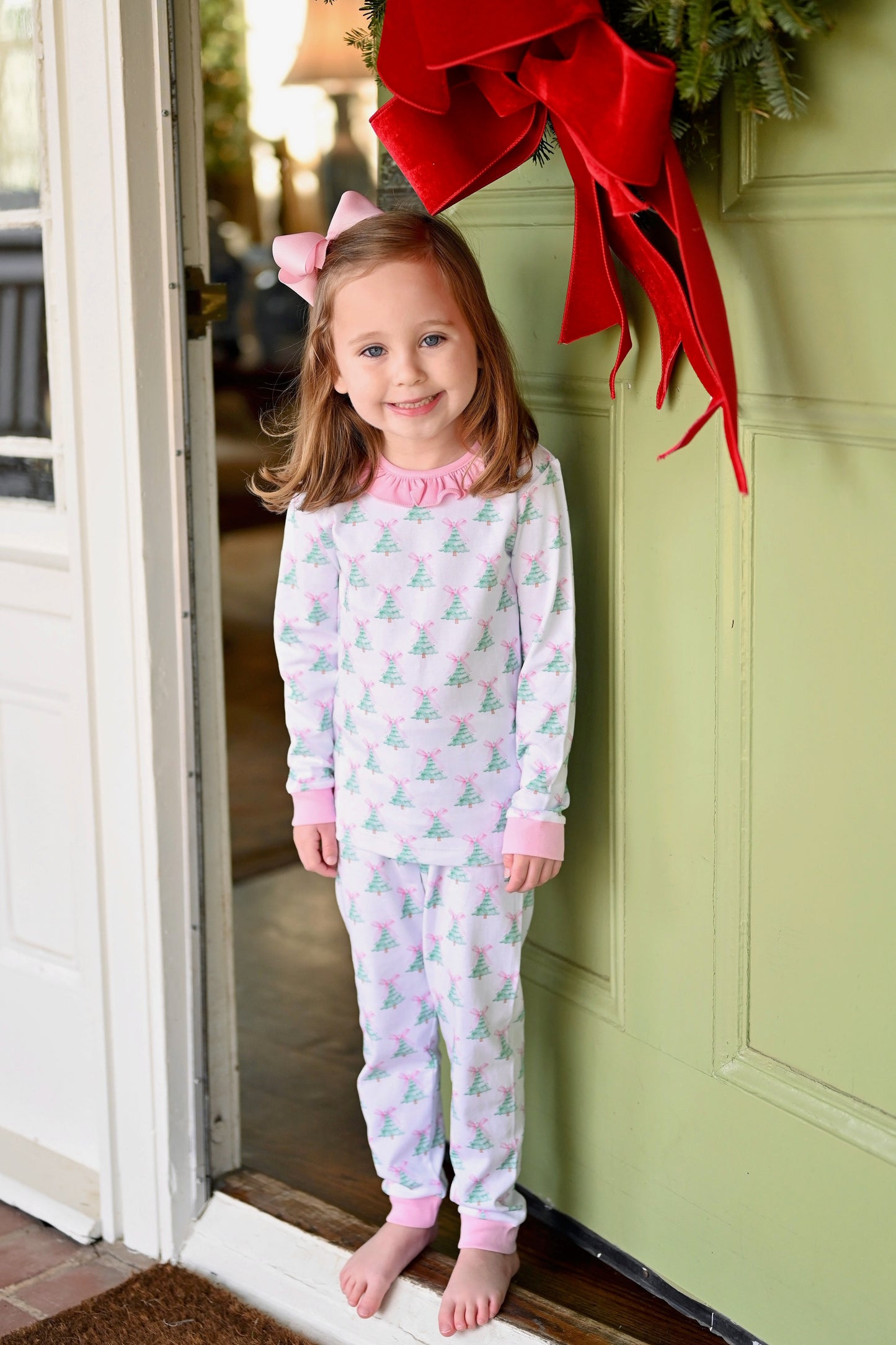 Girls 2 pc Jammies-Pink Christmas Tree