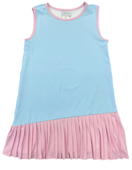 Vivi Tennis Dress-Blue with Pink