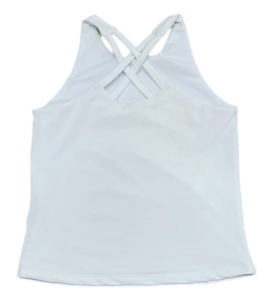 Cross Back Athleisure Top-White