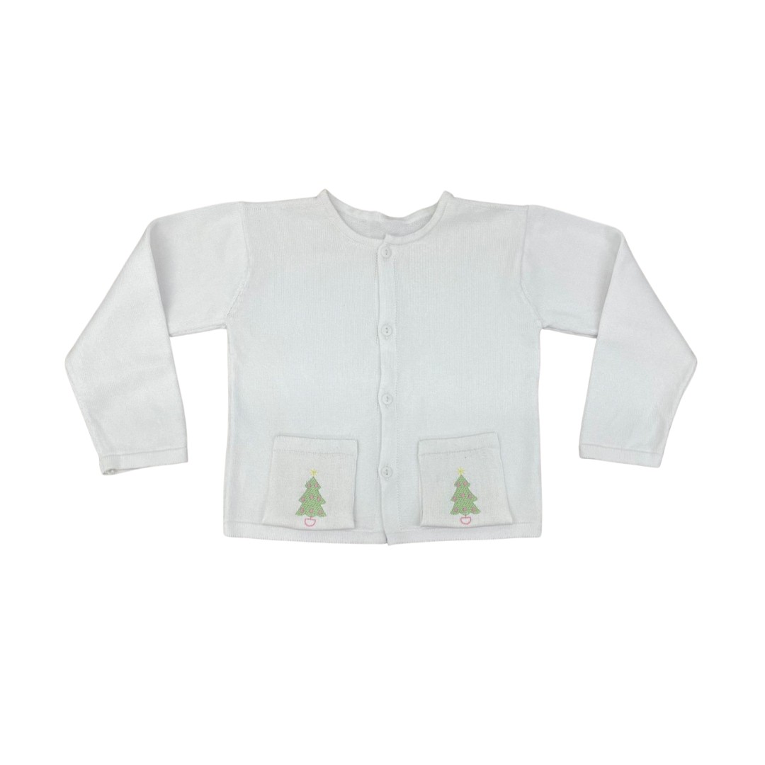 Burrow Button Down Sweater - Sterling White, Pink Tree