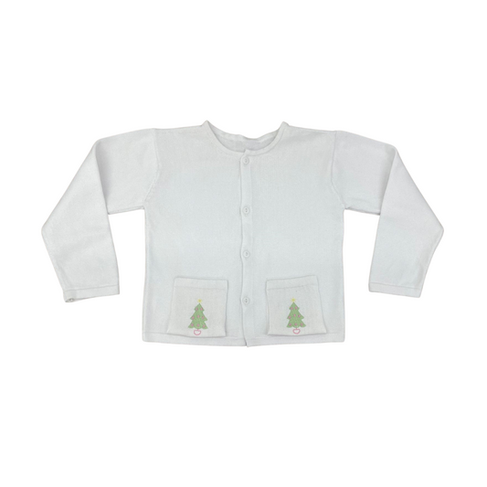 Burrow Button Down Sweater - Sterling White, Pink Tree