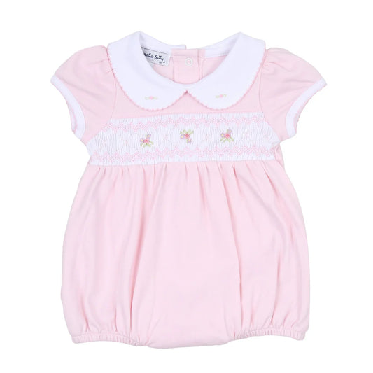 Emily Smocked Short Sleeve Bubble