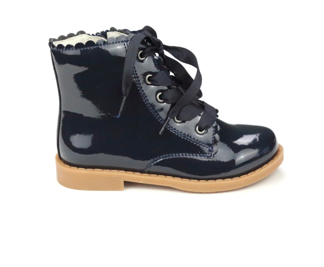 Josephine Scallop Boot - Patent Navy