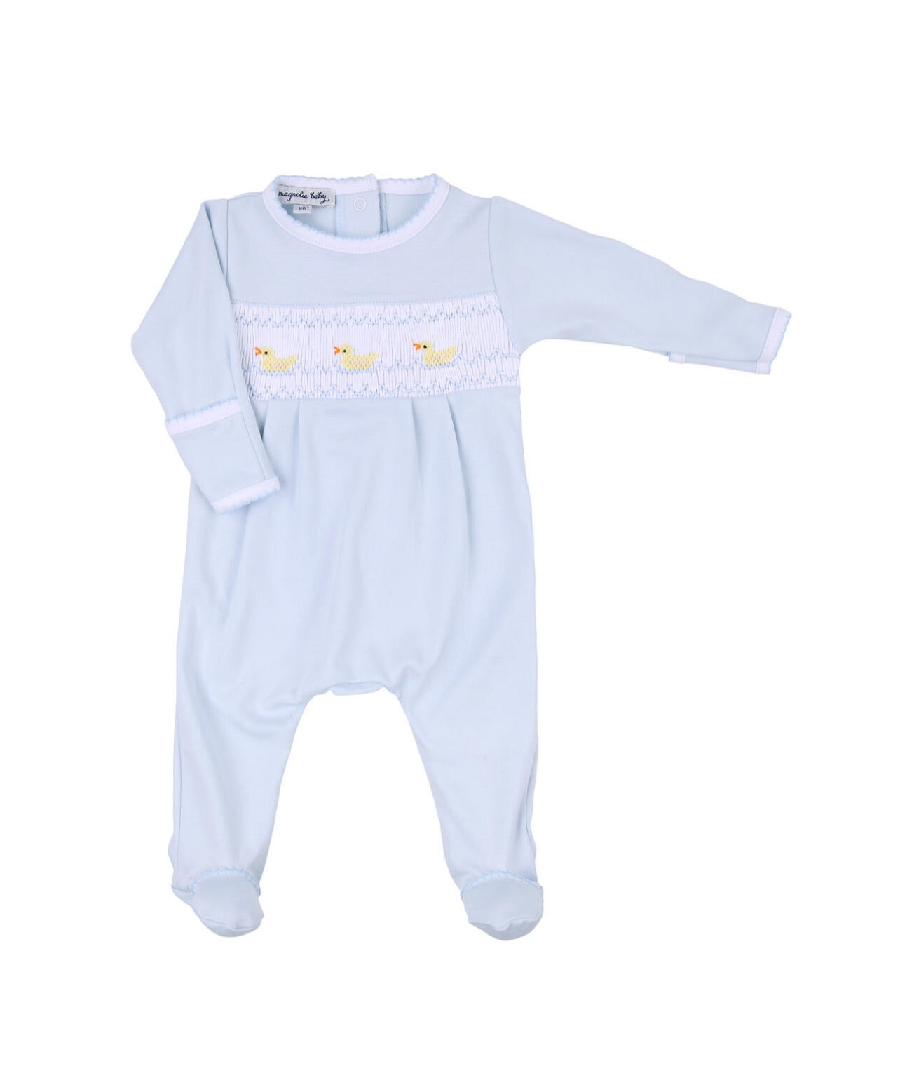 Ducky Smocked Footie-Blue