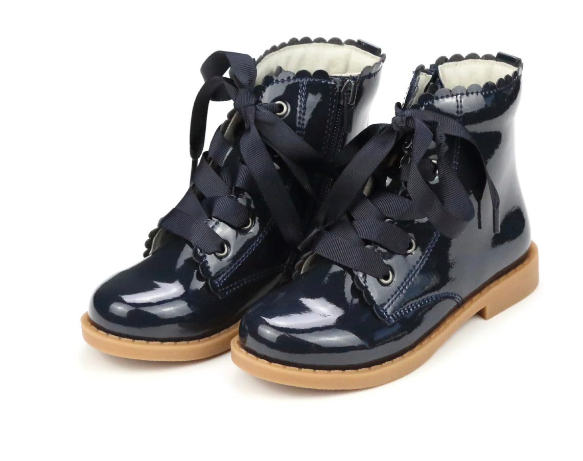 Josephine Scallop Boot - Patent Navy