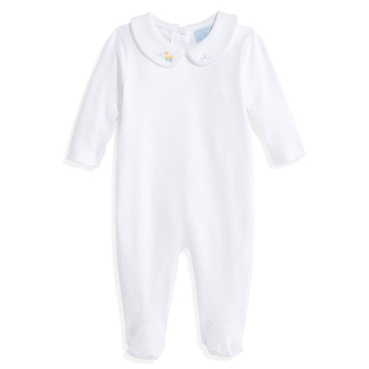 White embroidered duck footie