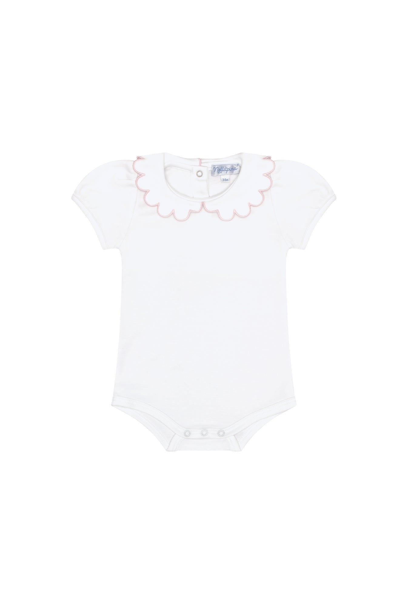 Nella Scalloped Short Sleeve Onesie-Pink